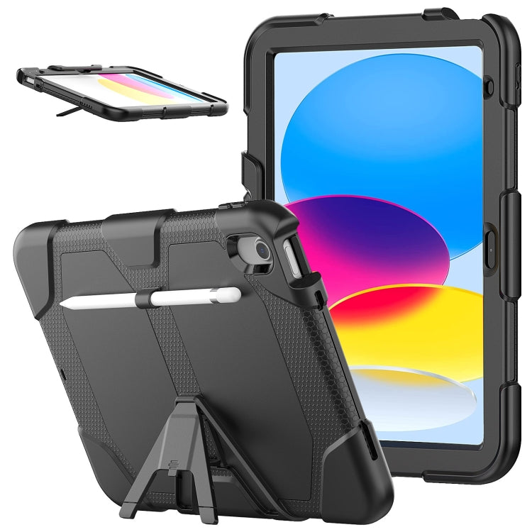 For iPad 2025 / 2022 Rugged Silicone Hard PC Tablet Case with Holder(Black) - iPad 2025 / 2022 Cases by buy2fix | Online Shopping UK | buy2fix