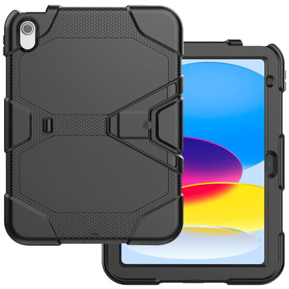 For iPad 2025 / 2022 Rugged Silicone Hard PC Tablet Case with Holder(Black) - iPad 2025 / 2022 Cases by buy2fix | Online Shopping UK | buy2fix