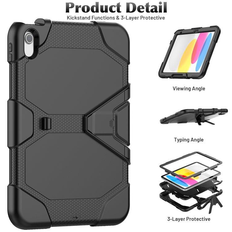 For iPad 2025 / 2022 Rugged Silicone Hard PC Tablet Case with Holder(Black) - iPad 2025 / 2022 Cases by buy2fix | Online Shopping UK | buy2fix