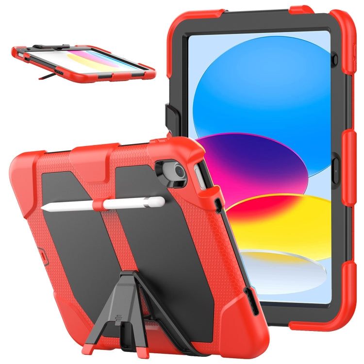 For iPad 2025 / 2022 Rugged Silicone Hard PC Tablet Case with Holder(Red) - iPad 2025 / 2022 Cases by buy2fix | Online Shopping UK | buy2fix