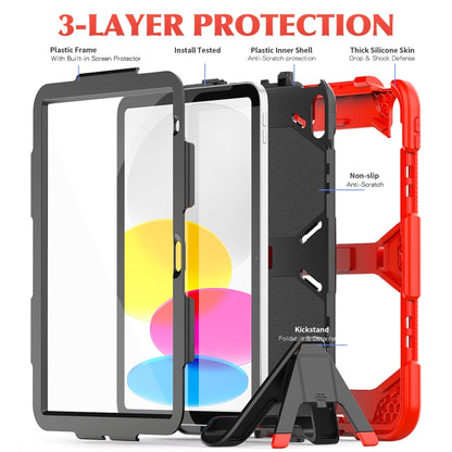 For iPad 2025 / 2022 Rugged Silicone Hard PC Tablet Case with Holder(Red) - iPad 2025 / 2022 Cases by buy2fix | Online Shopping UK | buy2fix