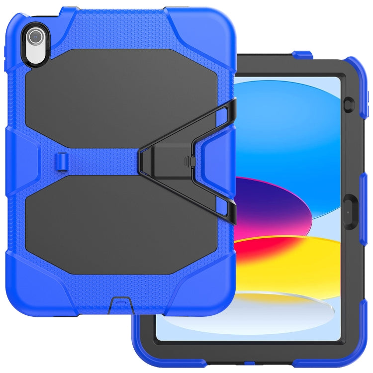 For iPad 2025 / 2022 Rugged Silicone Hard PC Tablet Case with Holder(Blue) - iPad 2025 / 2022 Cases by buy2fix | Online Shopping UK | buy2fix