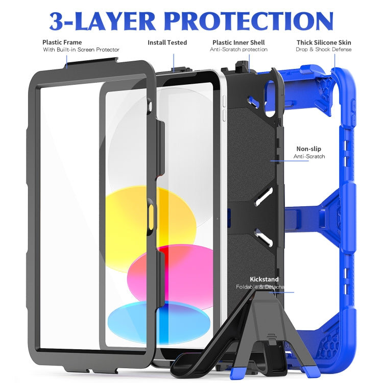 For iPad 2025 / 2022 Rugged Silicone Hard PC Tablet Case with Holder(Blue) - iPad 2025 / 2022 Cases by buy2fix | Online Shopping UK | buy2fix