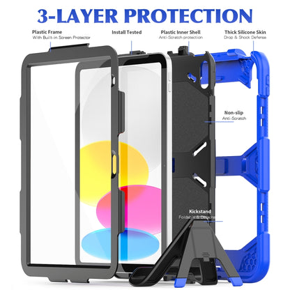 For iPad 2025 / 2022 Rugged Silicone Hard PC Tablet Case with Holder(Blue) - iPad 2025 / 2022 Cases by buy2fix | Online Shopping UK | buy2fix