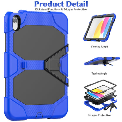 For iPad 2025 / 2022 Rugged Silicone Hard PC Tablet Case with Holder(Blue) - iPad 2025 / 2022 Cases by buy2fix | Online Shopping UK | buy2fix