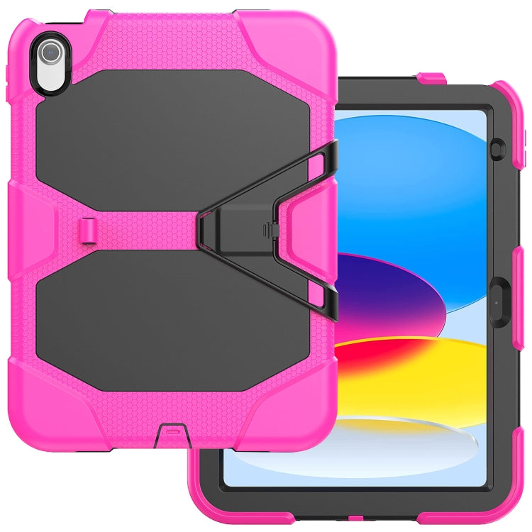 For iPad 2025 / 2022 Rugged Silicone Hard PC Tablet Case with Holder(Rose Red) - iPad 2025 / 2022 Cases by buy2fix | Online Shopping UK | buy2fix