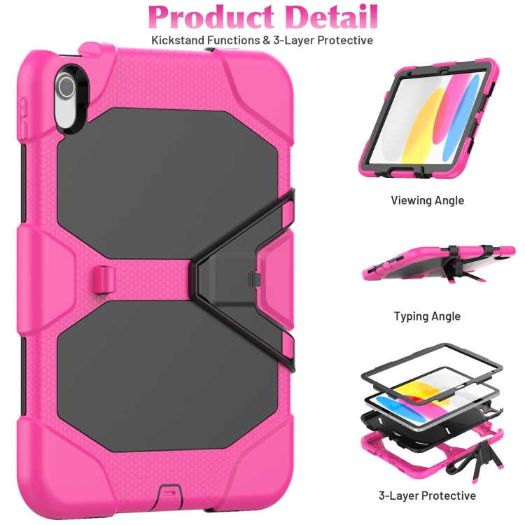 For iPad 2025 / 2022 Rugged Silicone Hard PC Tablet Case with Holder(Rose Red) - iPad 2025 / 2022 Cases by buy2fix | Online Shopping UK | buy2fix