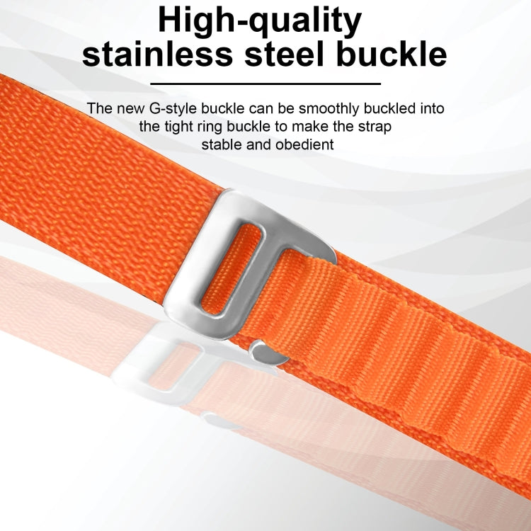 Silver Buckle Nylon Watch Band For Apple Watch Ultra 49mm / Series 8&7 45mm / SE 2&6&SE&5&4 44mm(Orange) - Watch Bands by buy2fix | Online Shopping UK | buy2fix