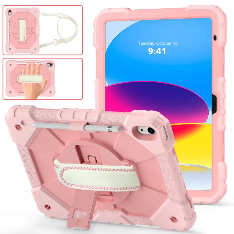 For iPad 2025 / 2022 Contrast Color Robot Shockproof Silicon + PC Tablet Protective Case with Crossbody Rope(Rose Gold) - iPad 2025 / 2022 Cases by buy2fix | Online Shopping UK | buy2fix