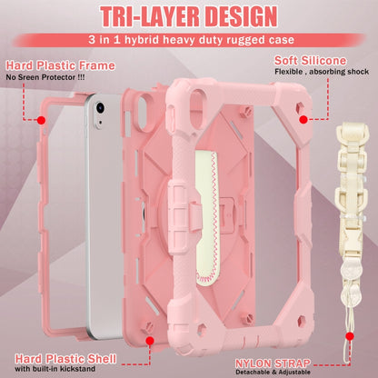 For iPad 2025 / 2022 Contrast Color Robot Shockproof Silicon + PC Tablet Protective Case with Crossbody Rope(Rose Gold) - iPad 2025 / 2022 Cases by buy2fix | Online Shopping UK | buy2fix