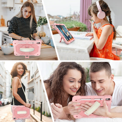 For iPad 2025 / 2022 Contrast Color Robot Shockproof Silicon + PC Tablet Protective Case with Crossbody Rope(Rose Gold) - iPad 2025 / 2022 Cases by buy2fix | Online Shopping UK | buy2fix