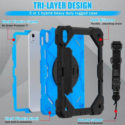 For iPad 2025 / 2022 Contrast Color Robot Shockproof Silicon + PC Tablet Protective Case with Crossbody Rope(Black+Blue) - iPad 2025 / 2022 Cases by buy2fix | Online Shopping UK | buy2fix
