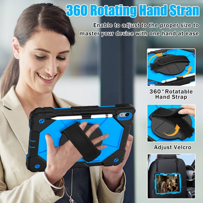 For iPad 2025 / 2022 Contrast Color Robot Shockproof Silicon + PC Tablet Protective Case with Crossbody Rope(Black+Blue) - iPad 2025 / 2022 Cases by buy2fix | Online Shopping UK | buy2fix