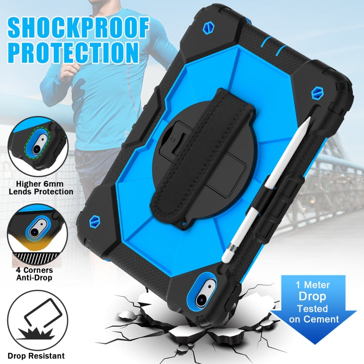 For iPad 2025 / 2022 Contrast Color Robot Shockproof Silicon + PC Tablet Protective Case with Crossbody Rope(Black+Blue) - iPad 2025 / 2022 Cases by buy2fix | Online Shopping UK | buy2fix