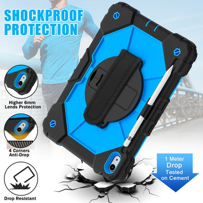 For iPad 2025 / 2022 Contrast Color Robot Shockproof Silicon + PC Tablet Protective Case with Crossbody Rope(Black+Blue) - iPad 2025 / 2022 Cases by buy2fix | Online Shopping UK | buy2fix