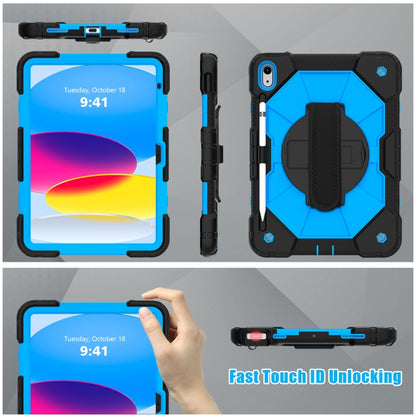 For iPad 2025 / 2022 Contrast Color Robot Shockproof Silicon + PC Tablet Protective Case with Crossbody Rope(Black+Blue) - iPad 2025 / 2022 Cases by buy2fix | Online Shopping UK | buy2fix