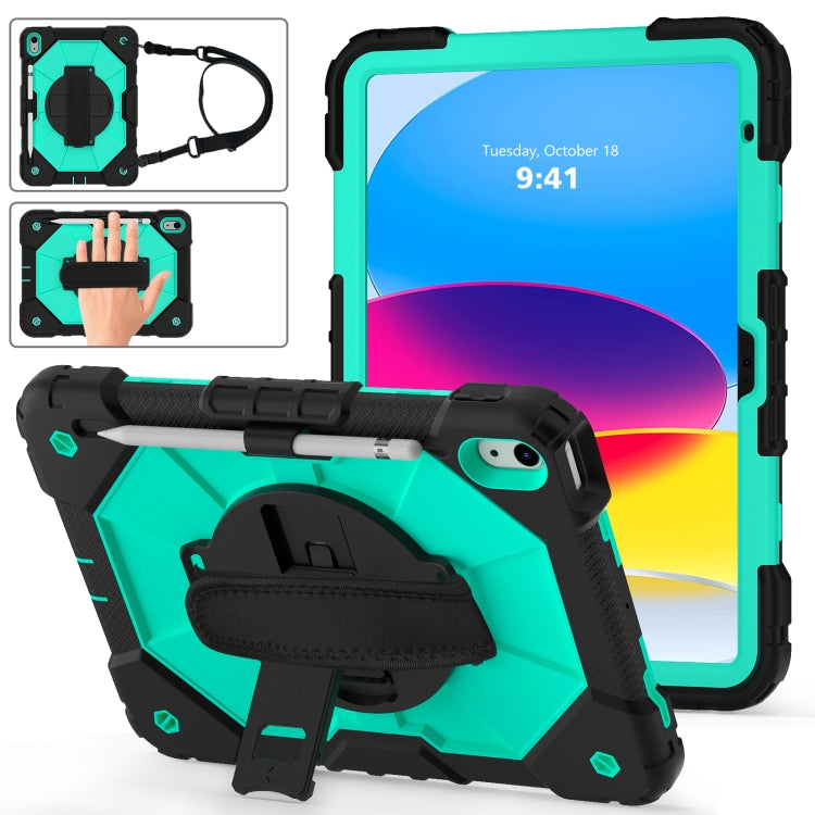 For iPad 2025 / 2022 Contrast Color Robot Shockproof Silicon + PC Tablet Protective Case(Black+Mint) - iPad 2025 / 2022 Cases by buy2fix | Online Shopping UK | buy2fix