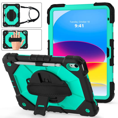 For iPad 2025 / 2022 Contrast Color Robot Shockproof Silicon + PC Tablet Protective Case(Black+Mint) - iPad 2025 / 2022 Cases by buy2fix | Online Shopping UK | buy2fix