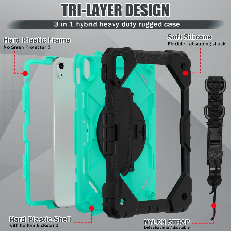 For iPad 2025 / 2022 Contrast Color Robot Shockproof Silicon + PC Tablet Protective Case(Black+Mint) - iPad 2025 / 2022 Cases by buy2fix | Online Shopping UK | buy2fix