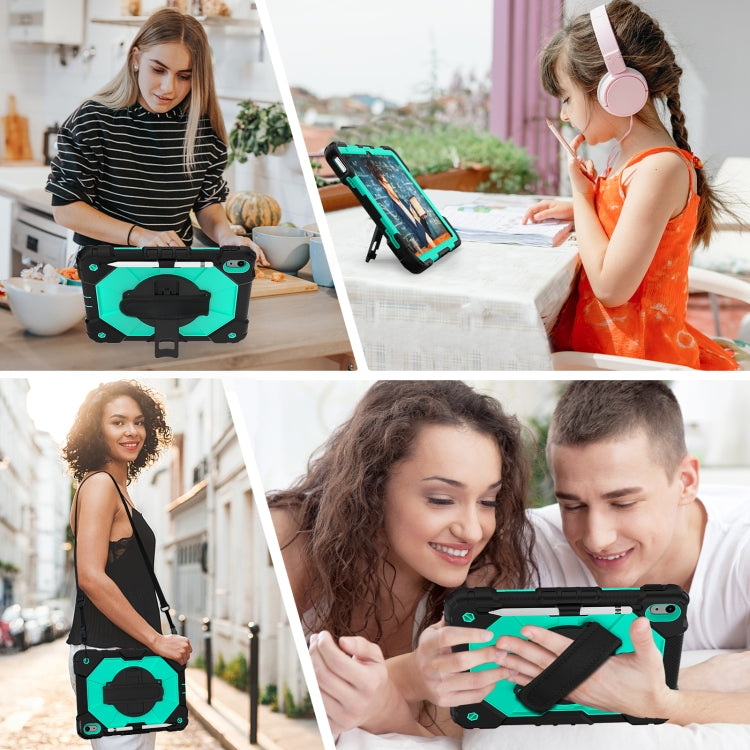 For iPad 2025 / 2022 Contrast Color Robot Shockproof Silicon + PC Tablet Protective Case(Black+Mint) - iPad 2025 / 2022 Cases by buy2fix | Online Shopping UK | buy2fix