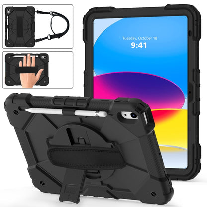 For iPad 2025 / 2022 Contrast Color Robot Shockproof Silicon + PC Tablet Protective Case with Crossbody Rope(Black) - iPad 2025 / 2022 Cases by buy2fix | Online Shopping UK | buy2fix