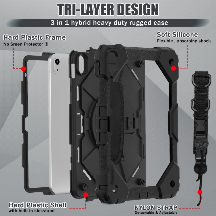For iPad 2025 / 2022 Contrast Color Robot Shockproof Silicon + PC Tablet Protective Case with Crossbody Rope(Black) - iPad 2025 / 2022 Cases by buy2fix | Online Shopping UK | buy2fix