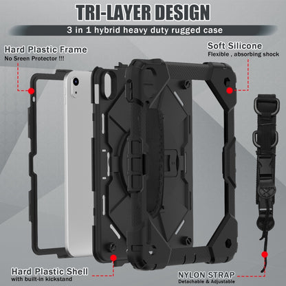 For iPad 2025 / 2022 Contrast Color Robot Shockproof Silicon + PC Tablet Protective Case with Crossbody Rope(Black) - iPad 2025 / 2022 Cases by buy2fix | Online Shopping UK | buy2fix