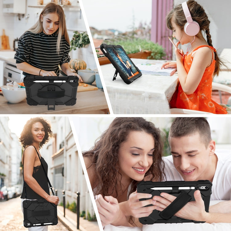 For iPad 2025 / 2022 Contrast Color Robot Shockproof Silicon + PC Tablet Protective Case with Crossbody Rope(Black) - iPad 2025 / 2022 Cases by buy2fix | Online Shopping UK | buy2fix
