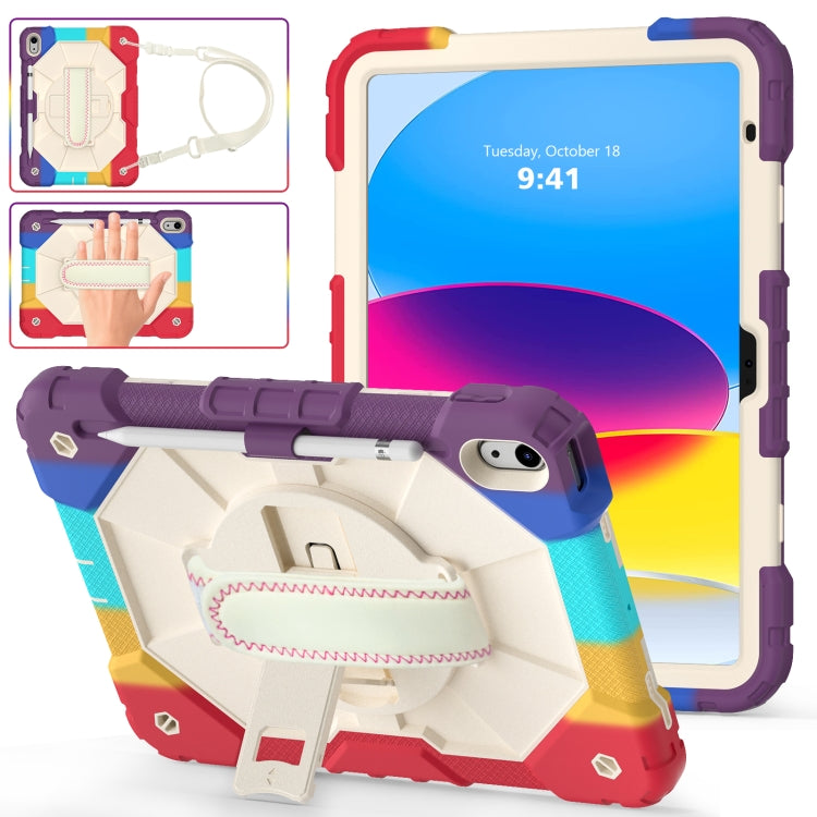For iPad 2025 / 2022 Contrast Color Robot Shockproof Silicon + PC Tablet Protective Case with Crossbody Rope(Colorful Red) - iPad 2025 / 2022 Cases by buy2fix | Online Shopping UK | buy2fix