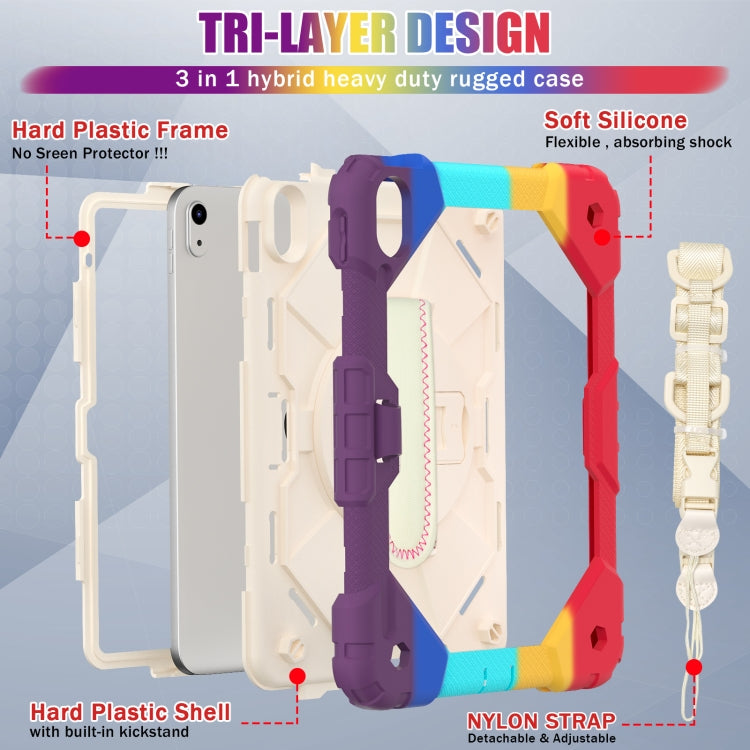 For iPad 2025 / 2022 Contrast Color Robot Shockproof Silicon + PC Tablet Protective Case with Crossbody Rope(Colorful Red) - iPad 2025 / 2022 Cases by buy2fix | Online Shopping UK | buy2fix