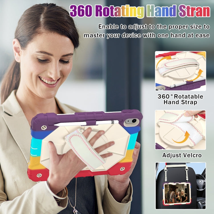 For iPad 2025 / 2022 Contrast Color Robot Shockproof Silicon + PC Tablet Protective Case with Crossbody Rope(Colorful Red) - iPad 2025 / 2022 Cases by buy2fix | Online Shopping UK | buy2fix