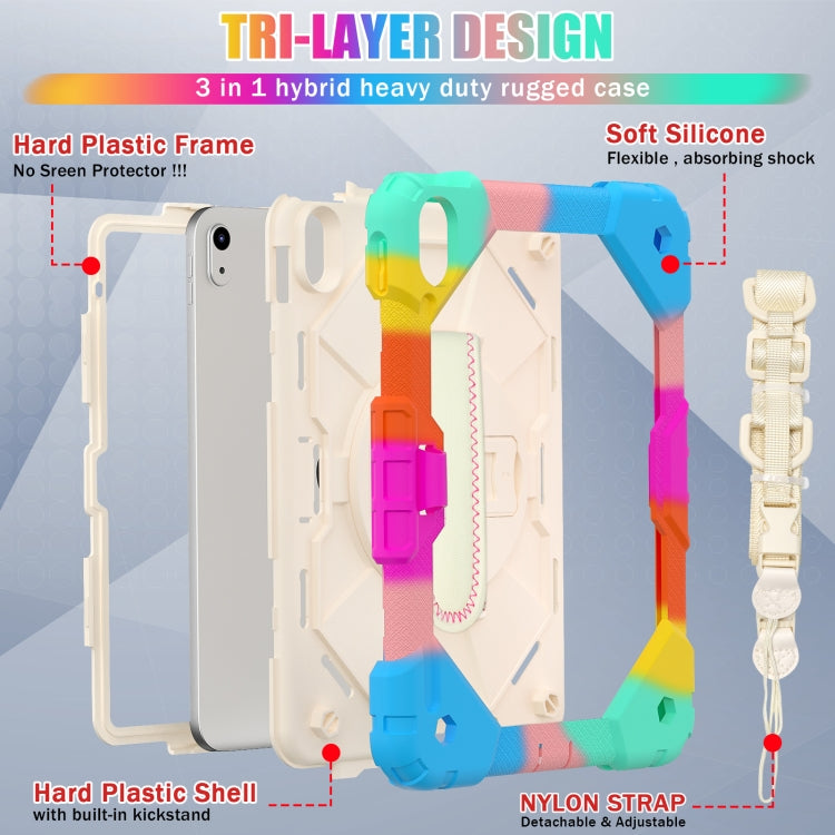 For iPad 2025 / 2022 Contrast Color Robot Shockproof Silicon + PC Tablet Protective Case with Crossbody Rope(Colorful Mint) - iPad 2025 / 2022 Cases by buy2fix | Online Shopping UK | buy2fix