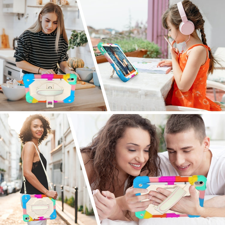 For iPad 2025 / 2022 Contrast Color Robot Shockproof Silicon + PC Tablet Protective Case with Crossbody Rope(Colorful Mint) - iPad 2025 / 2022 Cases by buy2fix | Online Shopping UK | buy2fix
