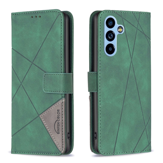 For Samsung Galaxy A54 5G Magnetic Buckle Rhombus Texture Leather Phone Case(Green)