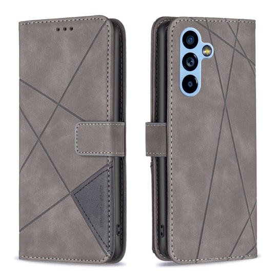 For Samsung Galaxy A54 5G Magnetic Buckle Rhombus Texture Leather Phone Case(Grey)