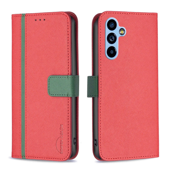 For Samsung Galaxy A54 5G BF13 Color Matching Cross Texture Leather Phone Case(Red)