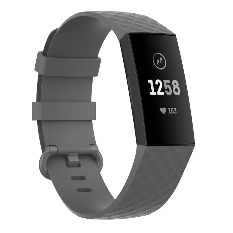Color Buckle TPU Wrist Strap Watch Band for Fitbit Charge 4 / Charge 3 / Charge 3 SE, Size: L(Gray) - Watch Bands by buy2fix | Online Shopping UK | buy2fix
