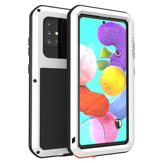 For Galaxy A51 LOVE MEI Metal Shockproof Waterproof Dustproof Protective Case(White) by LOVE MEI
