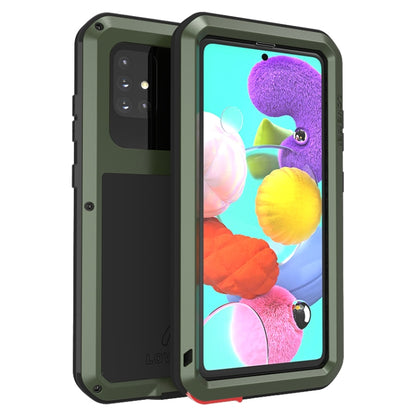 For Galaxy A51 LOVE MEI Metal Shockproof Waterproof Dustproof Protective Case(Army Green) by LOVE MEI