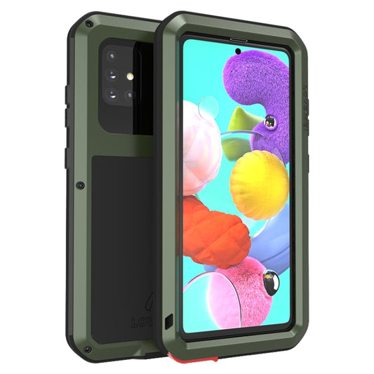 For Galaxy A51 LOVE MEI Metal Shockproof Waterproof Dustproof Protective Case(Army Green) by LOVE MEI