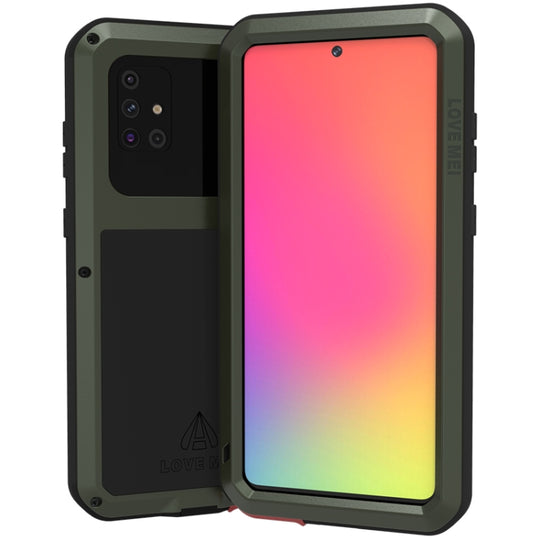 For Galaxy A71 LOVE MEI Metal Shockproof Waterproof Dustproof Protective Case(Army Green)