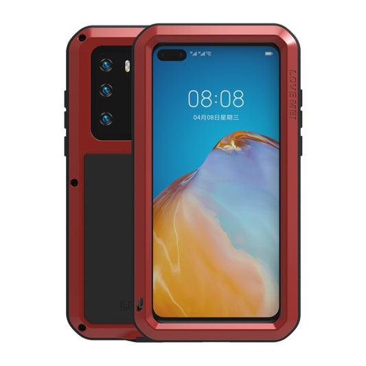 For Huawei P40 LOVE MEI Metal Shockproof Waterproof Dustproof Protective Case(Red) by LOVE MEI