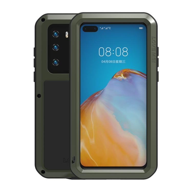 For Huawei P40 LOVE MEI Metal Shockproof Waterproof Dustproof Protective Case(Army Green) - Huawei Cases by LOVE MEI | Online Shopping UK | buy2fix