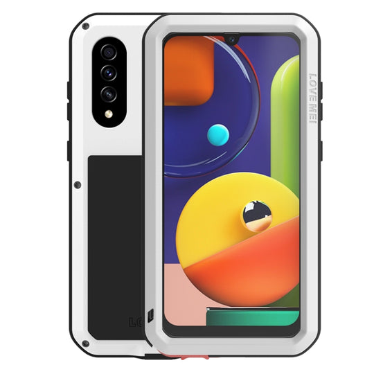 For Galaxy A50s LOVE MEI Metal Shockproof Waterproof Dustproof Protective Case(White)