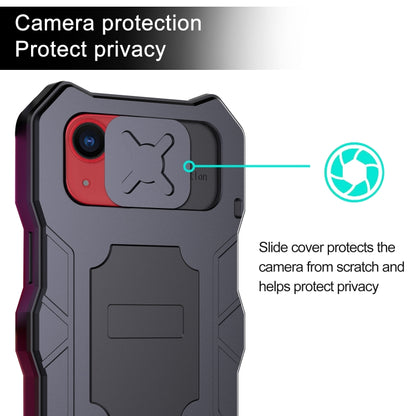 For iPhone 14 Plus Life Waterproof Camshield Tri-poof Metal Phone Case with Holder(Black) - iPhone 14 Plus Cases by buy2fix | Online Shopping UK | buy2fix