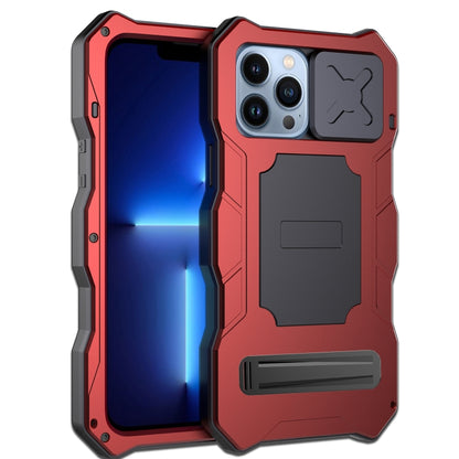 For iPhone 14 Pro Max Life Waterproof Camshield Tri-poof Metal Phone Case with Holder(Red) - iPhone 14 Pro Max Cases by buy2fix | Online Shopping UK | buy2fix