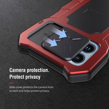 For iPhone 14 Pro Max Life Waterproof Camshield Tri-poof Metal Phone Case with Holder(Red) - iPhone 14 Pro Max Cases by buy2fix | Online Shopping UK | buy2fix