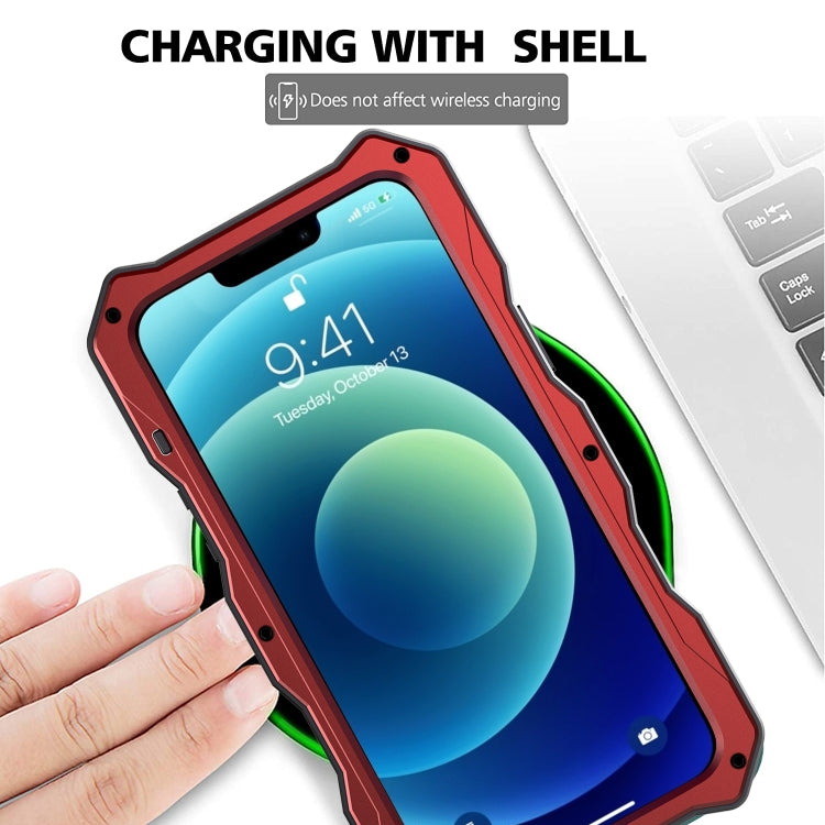 For iPhone 14 Pro Max Life Waterproof Camshield Tri-poof Metal Phone Case with Holder(Red) - iPhone 14 Pro Max Cases by buy2fix | Online Shopping UK | buy2fix