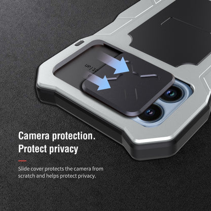 For iPhone 14 Pro Max Life Waterproof Camshield Tri-poof Metal Phone Case with Holder(Silver) - iPhone 14 Pro Max Cases by buy2fix | Online Shopping UK | buy2fix