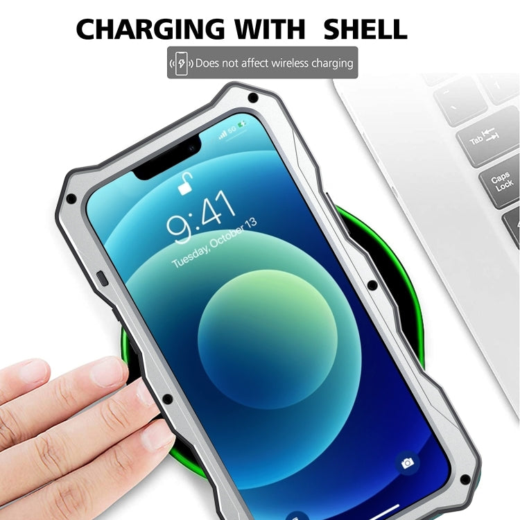 For iPhone 14 Pro Max Life Waterproof Camshield Tri-poof Metal Phone Case with Holder(Silver) - iPhone 14 Pro Max Cases by buy2fix | Online Shopping UK | buy2fix